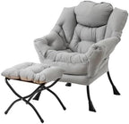 Welnow Lazy Chair with Ottoman, Reading Chair with Footrest,Soft Gray by LifeGetsBetterWithWelnow