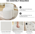 WUTUTUEE Velvet Vanity Chair with Storage, 360° Swivel Makeup Chair with Wave Back, No Assembly Small Accent Stool for Bedroom, Dressing, Living Room, White - Image 4