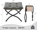 15"(H) Folding Ottoman, Foldable Footrest Stool, Portable Small Foot Stool for Couch, Collapsible Foot Rest Ottoman for Sofa, Accent Padded Ottomans for Living Room, Bedroom, Dark Grey - Image 3