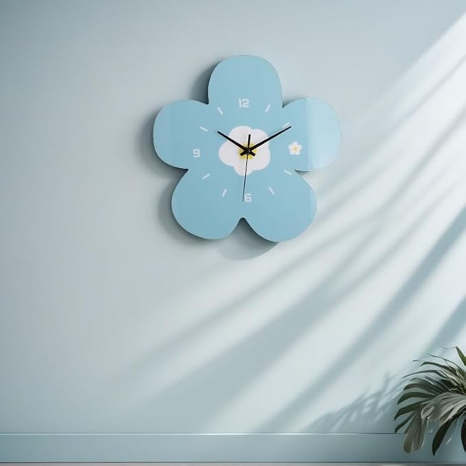 12 Inch Blue Flower Wall Clock Petal Design Wall Clock Silent Non Ticking Clock - Image 6