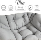 Tiita Lazy Chair with Ottoman, Comfy Reading Accent Chair, Light Grey - Image 3
