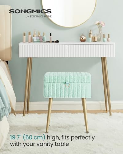 SONGMICS Vanity Stool Chair with Storage, Metal Legs, Max. Load 440 lb - Image 3