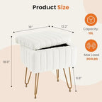 DUMOS Vanity Stool Chair, Ottoman with Storage for Living Room, Bedroom - Image 3