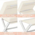 BAMBOOHOMIE Foldable Foot Stool Ottoman, Modern Foot Rest with Bamboo X Legs & Thick Foam Cushion, Folding Foot Stools Small Padded for Bedroom Living Room, Footstool for Chair Couch (White - White) - Image 5