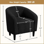 Yaheetech Small 25.5in Wide Sherpa Barrel Accent Chair for Bedroom, Black - Image 3