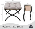15"(H) Folding Ottoman, Foldable Footrest Stool, Portable Small Foot Stool for Couch, Collapsible Foot Rest Ottoman for Sofa, Accent Padded Ottomans for Home, Living Room, Light Grey - Image 3