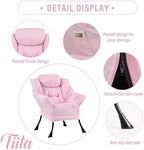 Tiita Lazy Chair with Ottoman, Comfy Reading Accent Chair, Pink - Image 2