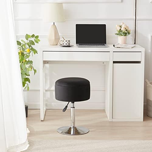 Adjustable Vanity Stool with Storage Swivel Vanity Chair Makeup Stool Black - Image 4
