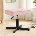 LUE BONA Adjustable Vanity Stool, 15''-19.5'' Foot Rest Under Desk, 360° Swivel Vanity Chair for Makeup Room, Pink Upholstered Faux Leather Ottoman for Bathroom & Living Room, 300lbs by LUEBONA