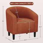 Yaheetech Small 25.5in Wide Corduroy Barrel Accent Chair, Brick Red - Image 3