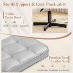 LUE BONA Adjustable Vanity Stool, 15''-19.5'' Foot Rest Under Desk, 360° Swivel Vanity Chair for Makeup Room, Silver Upholstered Faux Leather Ottoman for Bathroom & Living Room, 300lbs - Image 4