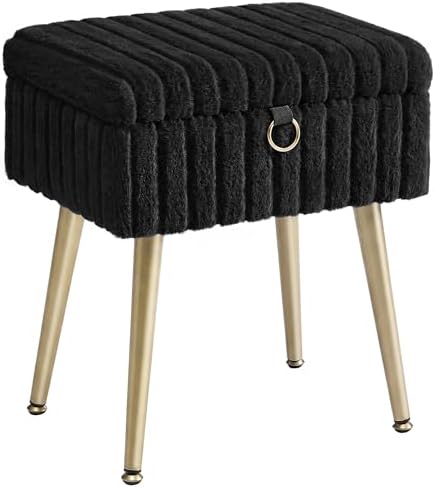 SONGMICS Vanity Stool Chair with Storage, Metal Legs, Max. Load 440 lb by SONGMICSbySONGMICSHOME