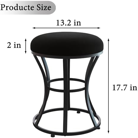 Vanity Chair, Small Velvet Vanity Stool & Ottoman Bench for Bathroom, Dorm - Image 3