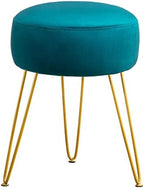 LUE BONA Vanity Stool, Teal Vanity Stools for Makeup Room, Round Ottoman Foot Stool, Velvet Footrest Vanity Chair for Bathroom Vanity, Bedroom, Living Room, Entryway, Offices, 300lbs by LUEBONA