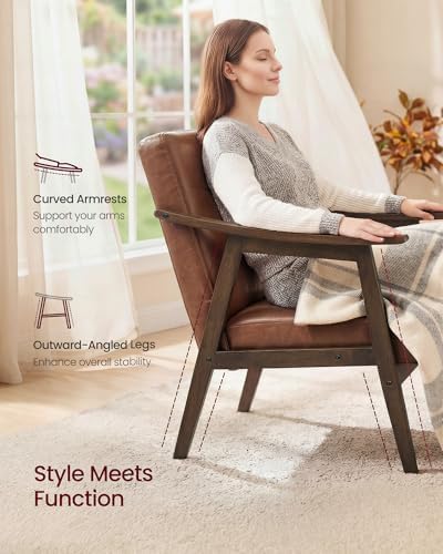 VASAGLE Accent Chair, PU Leather Armchair, Button Tufted, Thick Cushion - Image 5