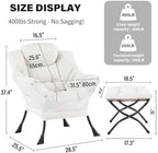 Tiita Lazy Chair with Ottoman, Comfy Reading Accent Chair, Beige - Image 2