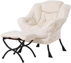 Tiita Lazy Chair with Ottoman, Comfy Reading Accent Chair, Plush Beige by TiitaHome