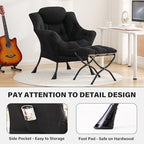 Tiita Lazy Chair with Ottoman, Comfy Reading Accent Chair, Black - Image 5