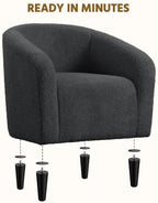 Yaheetech Small 25.5in Wide Sherpa Barrel Accent Chair Bedroom, Dark Gray - Image 5