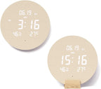 mooas Wood Moon Cordless Digital LED Wall Clock, Time Week Temperature & by mooas