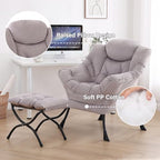 Tiita Modern Lazy Chair with Ottoman, Large Accent Armchair, Leisure Sofa Armchair with Footrest for Bedroom, Living Room, and Dorm Rooms - Image 4