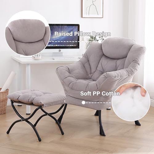 Tiita Modern Lazy Chair with Ottoman, Large Accent Armchair, Leisure Sofa Armchair with Footrest for Bedroom, Living Room, and Dorm Rooms - Image 4