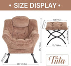 Tiita Modern Large Accent Lounge Chair with Ottoman, Leisure Sofa Armchair with Footrest, Reading Chair for Bedroom, Living Room, Dorm Rooms, Garden and Courtyard - Image 4