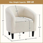 Yaheetech Small 25.5in Wide Sherpa Barrel Accent Chair for Bedroom, Ivory - Image 3