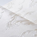 AMINAH DECO Cream White Damask Decorative Textured Floral Wallpaper Non-Woven - Image 4