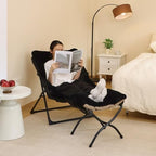 15"(H) Folding Ottoman, Set of 2, Foldable Footrest Stool, Small Foot Stool for Couch, Collapsible Foot Rest Ottoman for Sofa, Accent Padded Ottomans for Living Room, Bedroom, Black - Image 4
