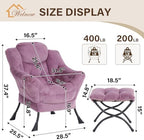 Welnow Lazy Chair with Ottoman, Reading Chair with Footrest,Mauve Purple - Image 3