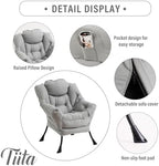 Tiita Lazy Chair with Ottoman, Comfy Reading Accent Chair, Light Grey - Image 2