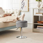 Adjustable Vanity Stool with Storage Swivel Vanity Chair Makeup Stool Grey - Image 7