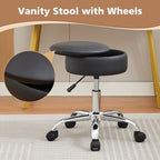 Adjustable Vanity Stool Storage Swivel Rolling Vanity Chair with Wheels - Image 3