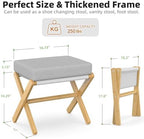 BAMBOOHOMIE Foldable Foot Stool Ottoman, Modern Foot Rest with Bamboo X Legs & Thick Foam Cushion, Folding Foot Stools Small Padded for Bedroom Living Room, Footstool for Chair Couch (Natural - Grey) - Image 3