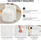 WUTUTUEE Large Velvet Vanity Chair with Storage, 360° Swivel Makeup Chair with Wave Back, No Assembly Small Accent Stool for Bedroom, Dressing, Living Room, White - Image 4