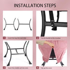 Tiita Lazy Chair with Ottoman, Comfy Reading Accent Chair, Plush Dark Pink - Image 4
