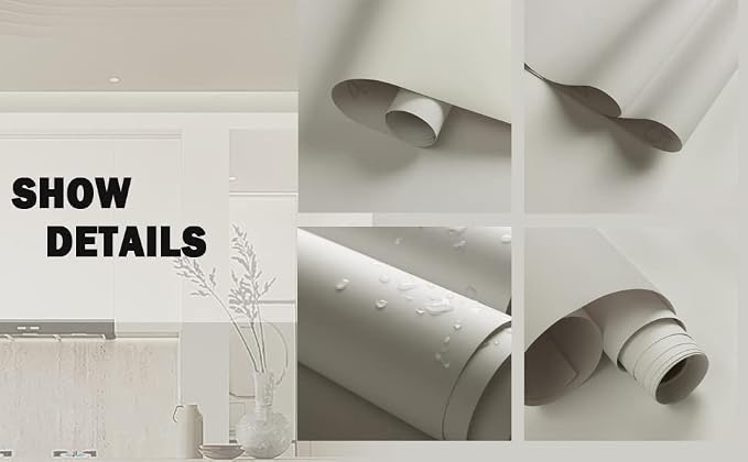 Dimoon 118''x15.7'' Cream Skin Peel and Stick Wallpaper Contact Paper Modern - Image 7