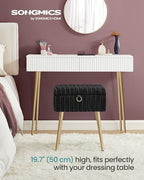 SONGMICS Vanity Stool Chair with Storage, Metal Legs, Max. Load 440 lb - Image 3