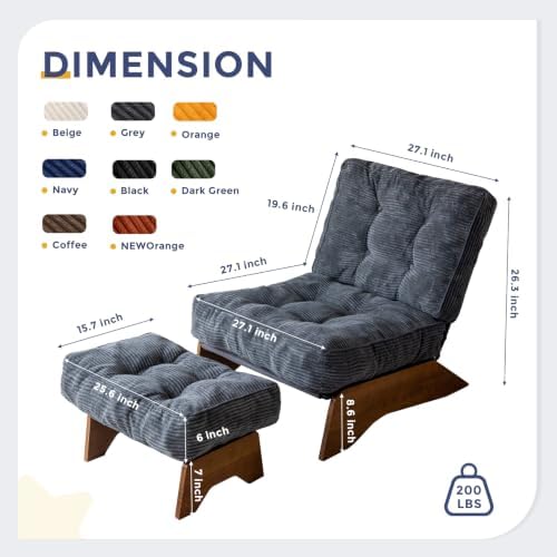 MAXYOYO Accent Chair with Ottoman, Lounge Chair with Adjustable Backrest - Image 2