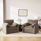 Howjoe 2 Pack Accent Chair for Living Room, Oversized Armchair, Brown - Image 4