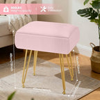 Marching Pin Vanity Stool Chair with Storage, Ottoman Faux Fur Soft Padded Makeup Footstools Seat with 4 Metal Legs Anti-Slip Adjustable Feet Modern Cute Small Footrest for Home Entryway Bedroom - Image 3