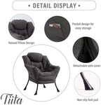 Tiita Lazy Chair for Adults, Comfy Reading Accent Chair, Dark Grey Single - Image 4