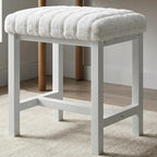 Small Plush Vanity Stool, Cute Vanity Stools with Soft Faux Rabbit Fur Cushion, White Makeup Vanity Chair for Small Spaces, Living Room, Bedroom, Entryway, Ottoman Foot Rest for Couch Sillas Modern by KAI-ROAD