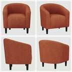 Yaheetech Small 25.5in Wide Corduroy Barrel Accent Chair, Brick Red - Image 5