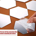Shappy 32 Pcs Hexagon Mirror Wall Stickers Removable Silver Acrylic Mirror - Image 3