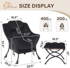 Welnow Lazy Chair with Ottoman, Reading Chair with Footrest, Black - Image 3