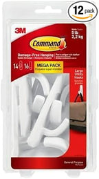 Command 5 lb Large Utility Hooks, 14 Hooks and 16 Strips, Damage-Free Hanging by Command