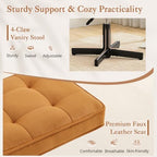 LUE BONA Adjustable Vanity Stool, 15''-19.5'' Foot Rest Under Desk, 360° Swivel Vanity Chair for Makeup Room, Ginger Yellow Upholstered Suede Ottoman for Bathroom & Living Room, 300lbs - Image 4