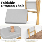 BAMBOOHOMIE Foldable Foot Stool Ottoman, Modern Foot Rest with Bamboo X Legs & Thick Foam Cushion, Folding Foot Stools Small Padded for Bedroom Living Room, Footstool for Chair Couch (Natural - Grey) - Image 5